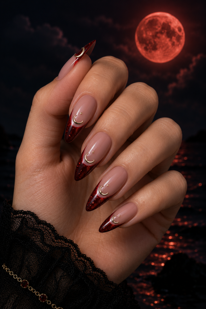 Blood Moon French Tips
